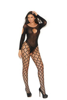 Elegant Moments Opaque And Cargo Net Bodystocking EM1352