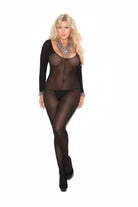 Elegant Moments Opaque Long Sleeve Bodystocking  Plus Size EM1606QB