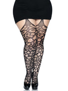 Leg Avenue  Plus Size Scroll Lace Stockings With Attached Garter Belt  1780X