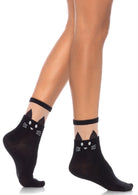 Leg Avenue  Black Cat Opaque Anklet Stockings  3937