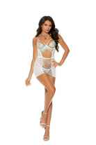 Elegant Moments Embroidered Mesh Babydoll With Keyhole Front Set Plus Size EM44129X