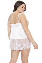 Coquette 7141X Plus Lace Babydoll With Ruffled Cap Sleeves