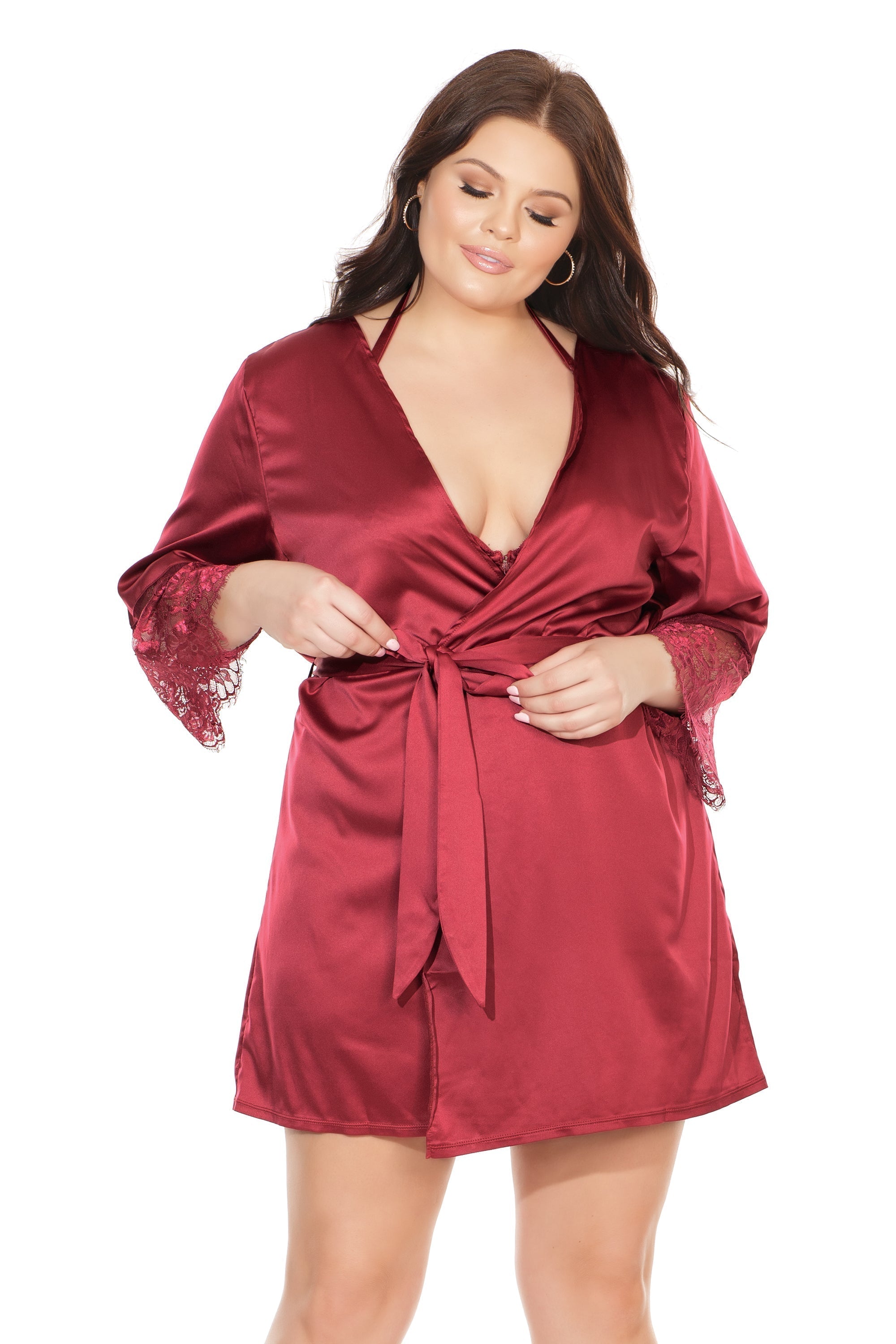 Coquette 7224X Plus Soft Stretch Satin Robe