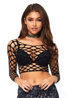 Leg Avenue  Pothole Net Long Sleeved Crop Top  81567