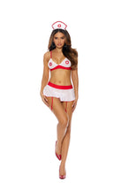 Elegant Moments Naughty Nurse- Bra Top, Skirt With Garters, G-string And Head Piece EM82480