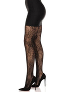 Garden Rose Lace Tights by Leg Avenue on model, showcasing stunning floral pattern, perfect pantyhose for day or night looks.