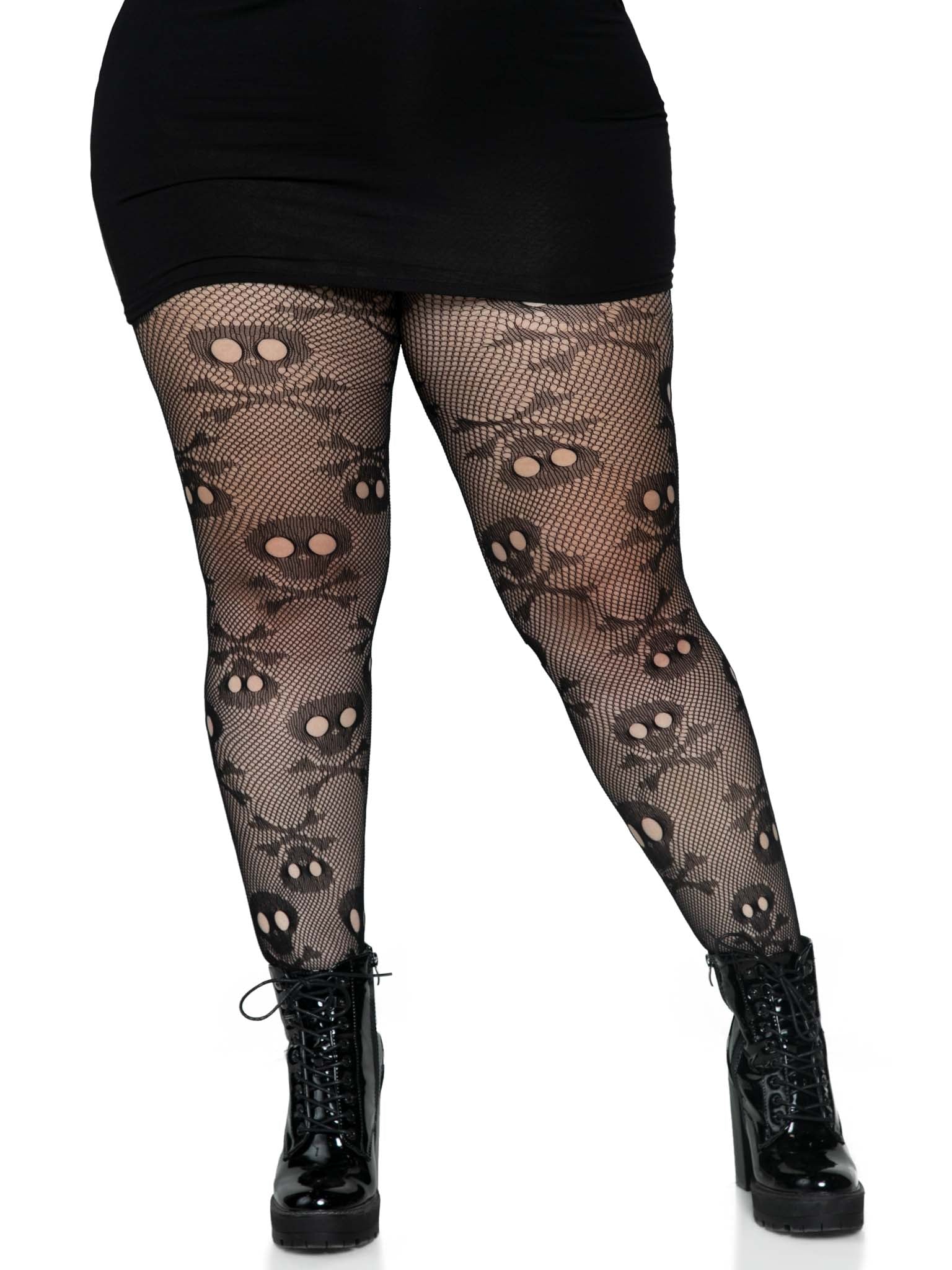 Leg Avenue  Plus Size Pirate Booty Skull Net Tights  9986X