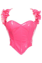 Daisy TD-143 Steel Boned Hot Pink Patent Ruffle Sleeve Bustier Corset