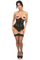 Lavish Black Sheer Lace Underwire Open Cup Underbust Corset - Daisy Corsets