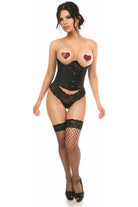 Lavish Black Satin Open Bust Underwire Short Underbust Corset - Daisy Corsets