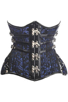 Daisy TD-1183 CURVY Steampunk Black/Blue Brocade Steel Double Boned Under Bust Corset