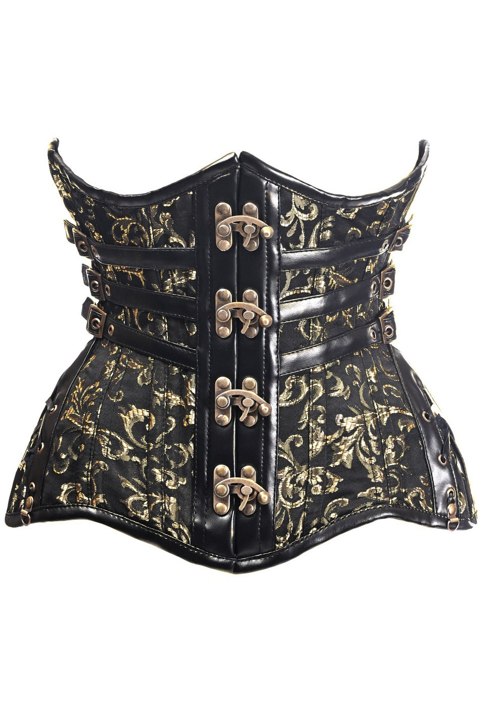 Daisy CURVY Steampunk Black/Gold Brocade Steel Double Boned Under Bust Corset