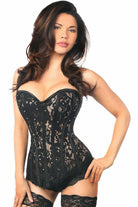 Daisy Black Lace Steel Boned Corset w/Rhinestones TD-138