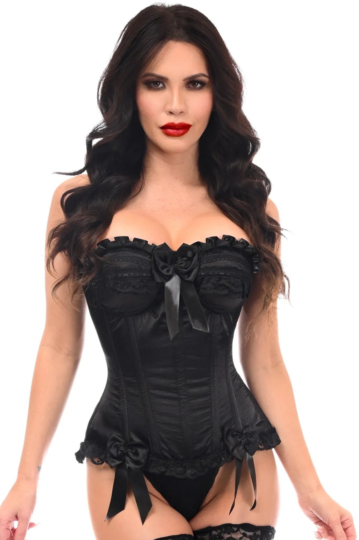 Daisy TD-169 Black Satin Steel Boned Overbust Corset