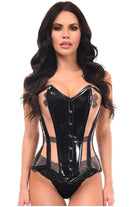 Daisy TD-195 Black Patent & Nude Mesh Steel Boned Overbust Corset