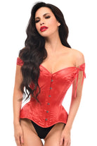 Daisy TD-218 Red Satin Steel Boned Corset w/Straps