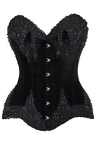 Daisy TD-221 Black Velvet & Beaded Steel Boned Overbust Corset