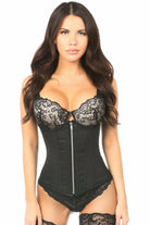 Daisy Black Cotton Steel Boned Underbust Corset w/Zipper TD-285