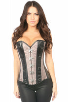 Daisy Gunmetal Brocade & Faux Leather Steel Boned Corset TD-342