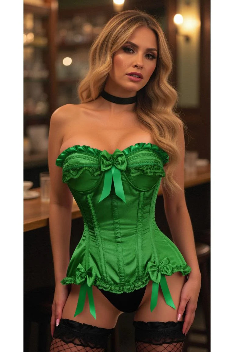 Daisy TD-420 Green Satin Steel Boned Burlesque Corset