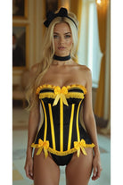 Daisy TD-435 Black/Yellow Satin Steel Boned Burlesque Corset