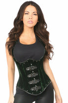 Daisy Steel Boned Green Velvet Underbust Corset w/Buckling TD-480