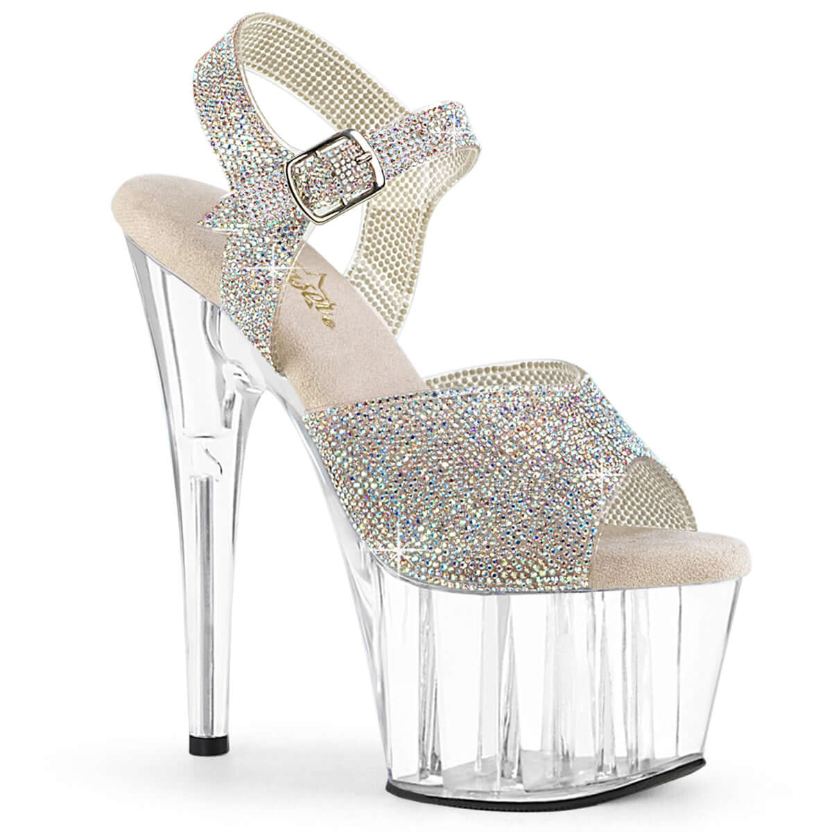 Pleaser Adore-708N-RS Ankle Strap Sandal With Rhinestones