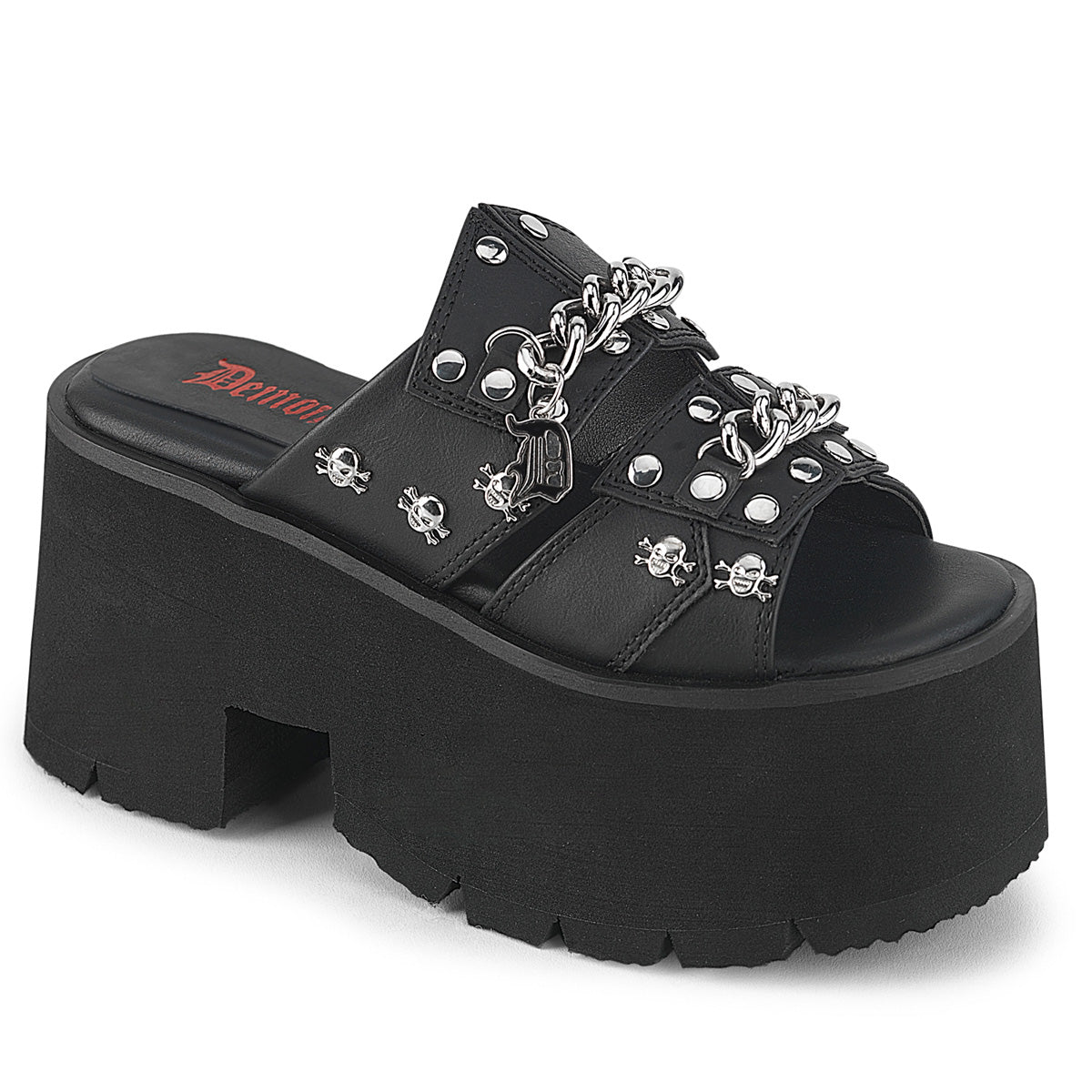 Demonia Ashes-08 Cut Out Platform Double Strap Slide Sandal