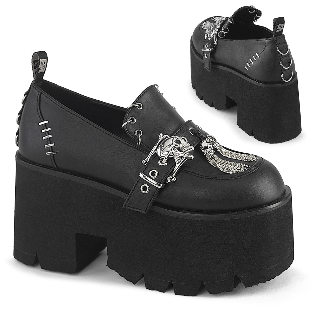 Demonia Ashes-38 Cut-Out Platform Loafer