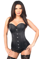 Daisy Black Satin Overbust Corset w/Busk Closure LV-180