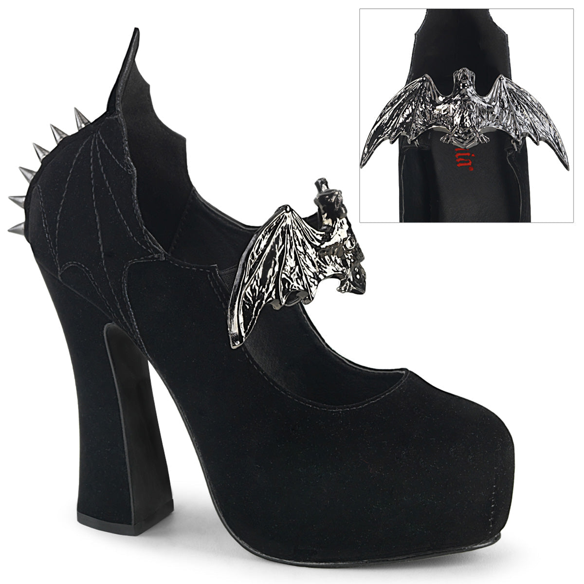 Demonia Demon-18 Slip-On Mary Jane Pump W/Bat Wings