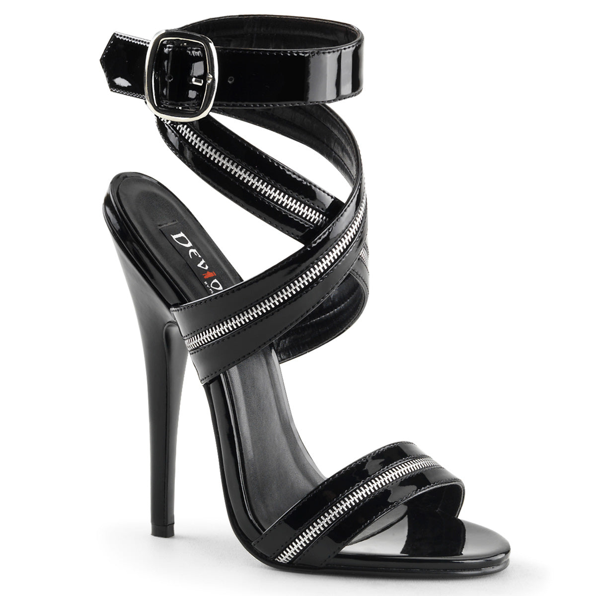 Pleaser Domina-119 Zipper Inlaid Wrap Around Sandal