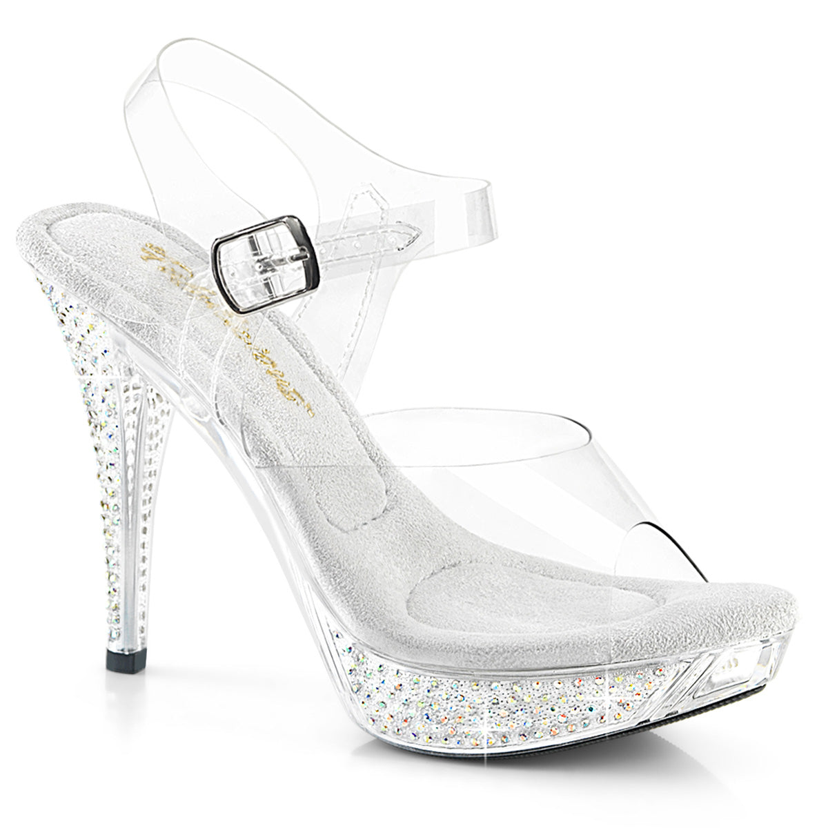 Pleaser Elegant-408ABRS Ankle Strap Sandal W/Rhinestones