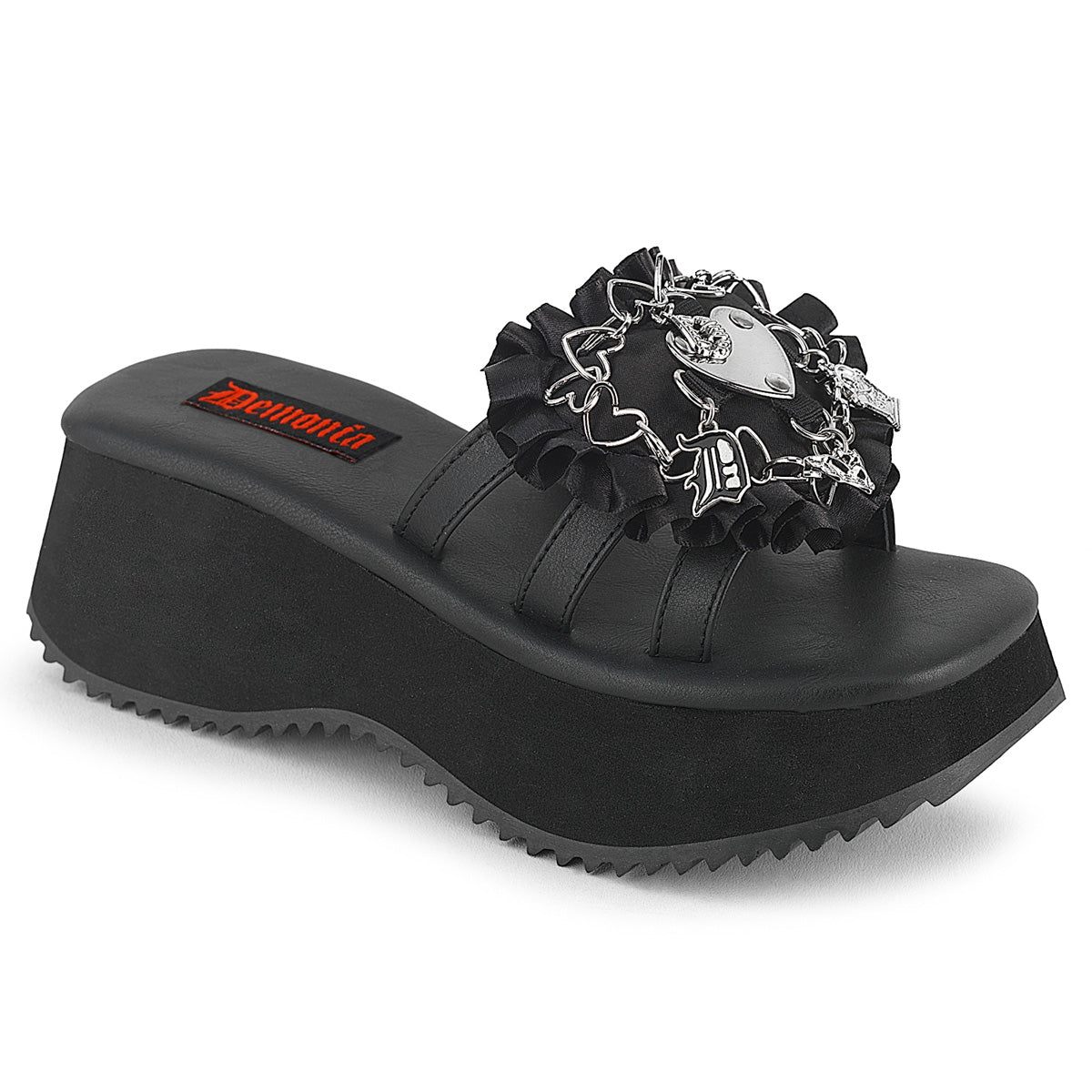 Demonia-Flip-16 Platform Three Banded Slide Sandal