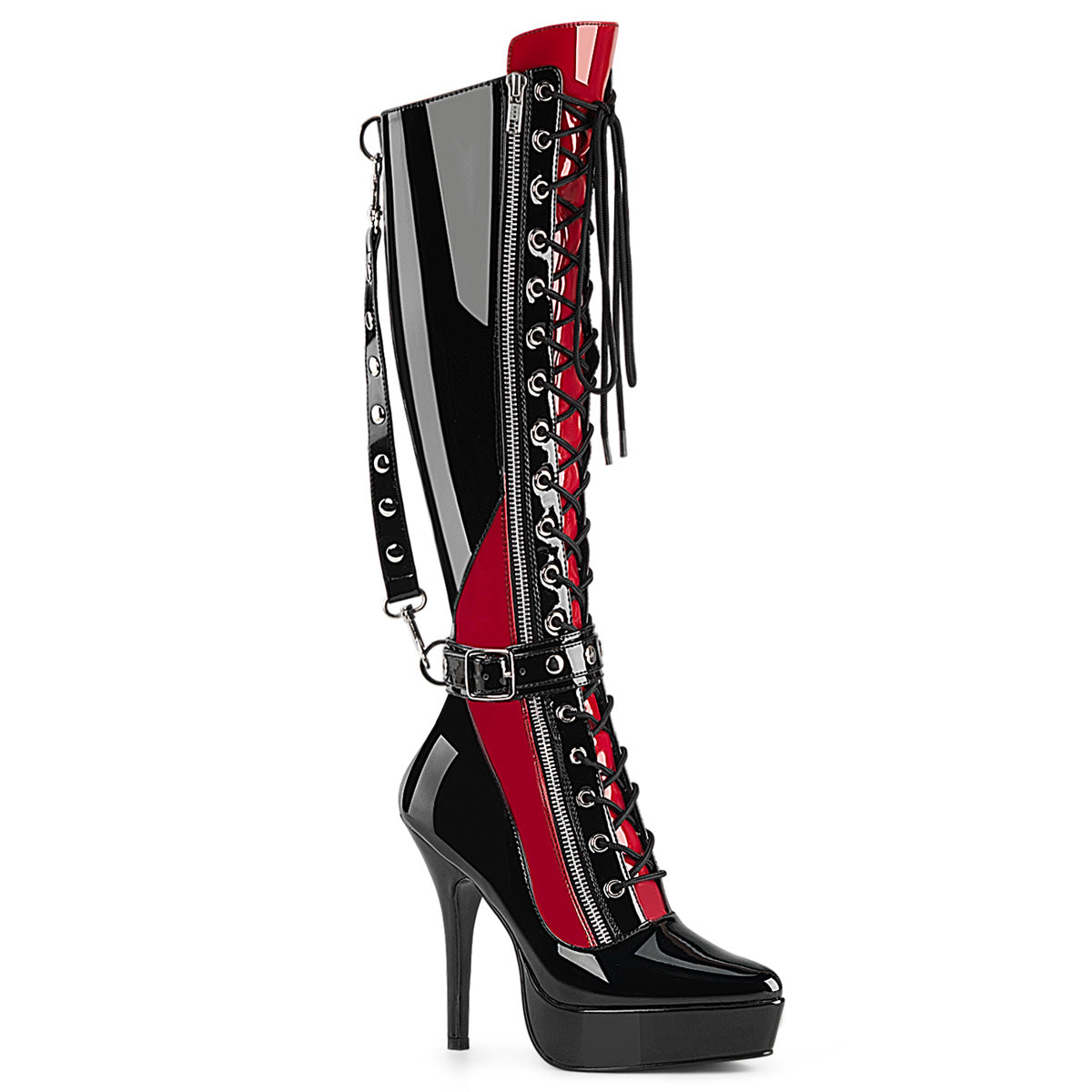 Pleaser Indulge-2028 Platform Lace-Up Knee High Boot