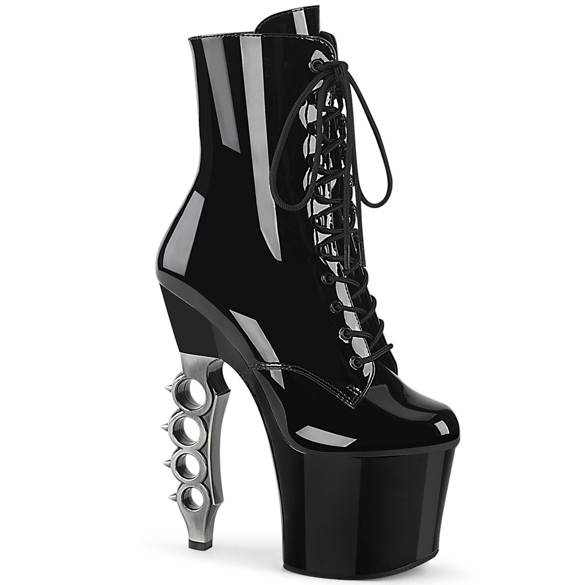 Pleaser Irongrip-1020 Brass Knuckle Heel Ankle Boot