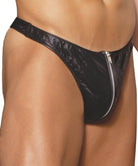 Elegant Moments Men's Leather Zip Up Thong XL EML9138X