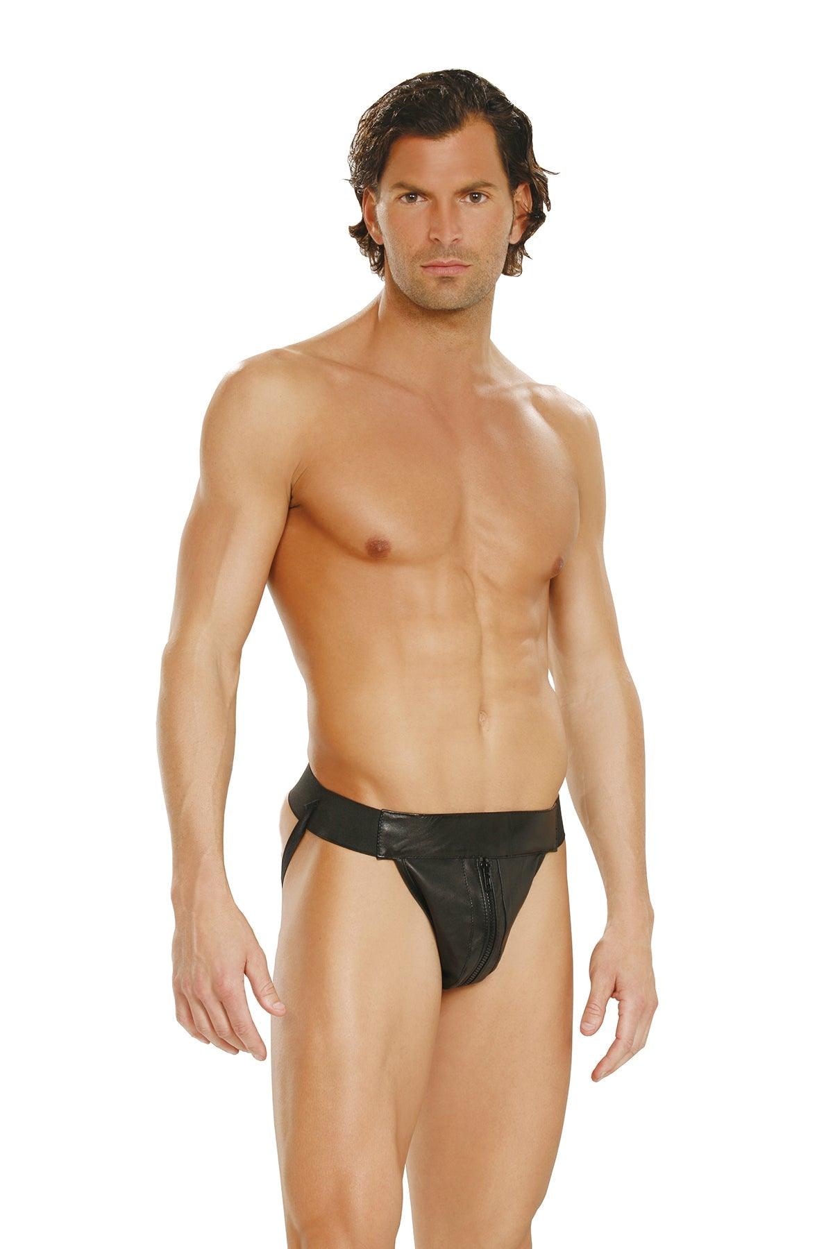 Elegant Moments Men's Leather Jock Strap XL EML9995X