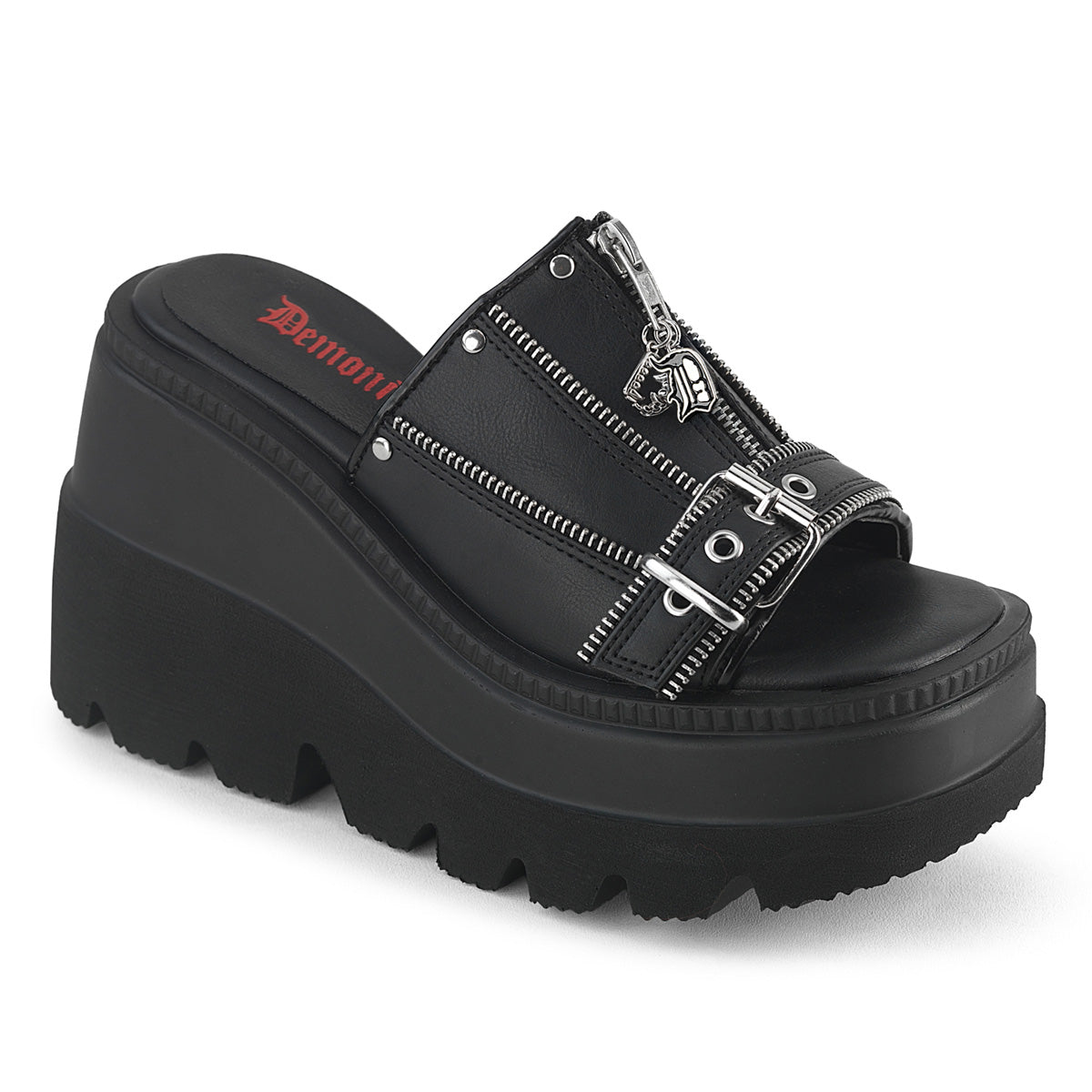 Demonia Shaker-07 Wedge Platform Slide Sandal