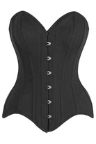 Top Drawer Black Cotton Steel Boned Overbust Corset - Daisy Corsets