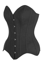 Top Drawer Black Cotton Steel Boned Overbust Corset - Daisy Corsets