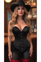 Daisy TD-165 Black Satin Steel Boned Overbust Corset Medium