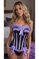 Daisy TD-422 Black/Lavender Satin Steel Boned Burlesque Corset