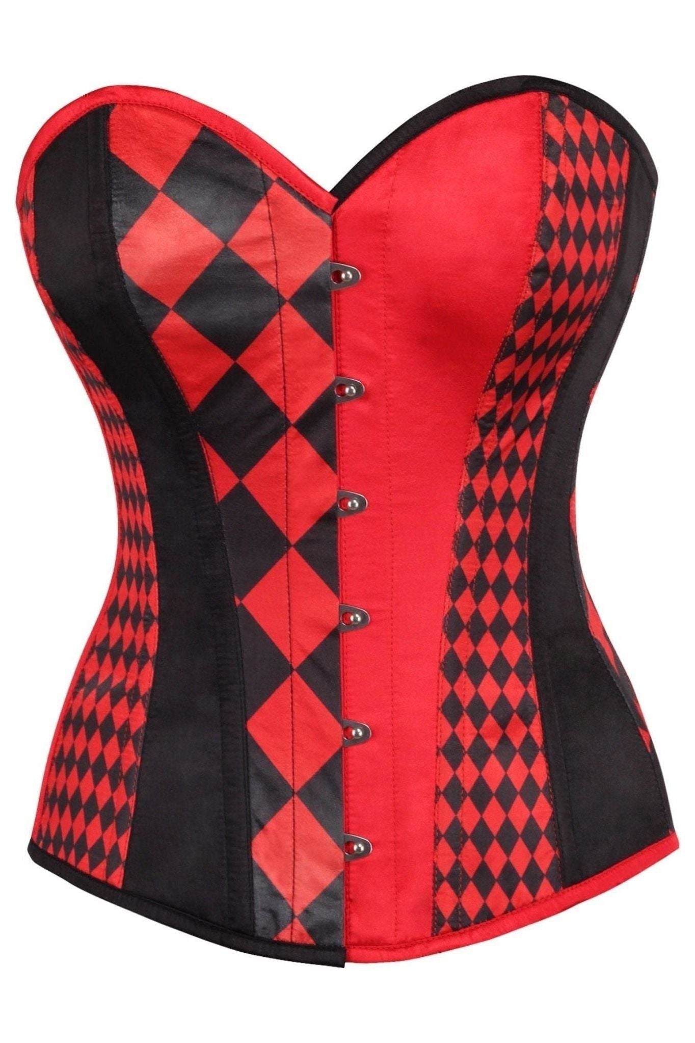 Top Drawer Black/Red Print Steel Boned Corset - Daisy Corsets