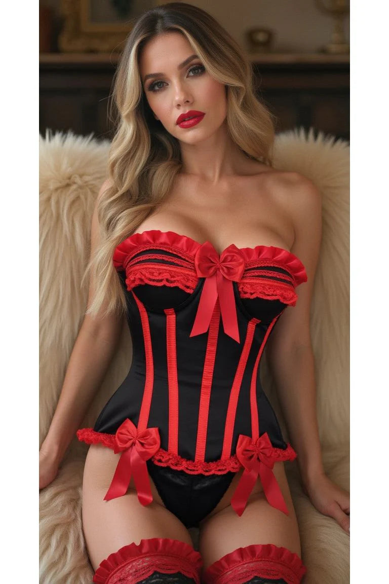 Daisy TD-161 Black/Red Steel Boned Burlesque Corset