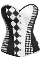 Top Drawer Black/White Print Steel Boned Corset - Daisy Corsets