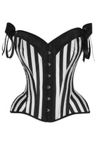 Top Drawer Black/White Striped Steel Boned Corset w/Straps - Daisy Corsets