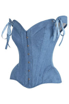 Top Drawer Blue Denim Steel Boned Corset w/Straps - Daisy Corsets