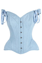 Top Drawer Light Blue Denim Steel Boned Corset w/Straps - Daisy Corsets