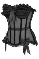 Top Drawer Steel Boned Black Mesh & Velvet Underwire Bustier Corset - Daisy Corsets